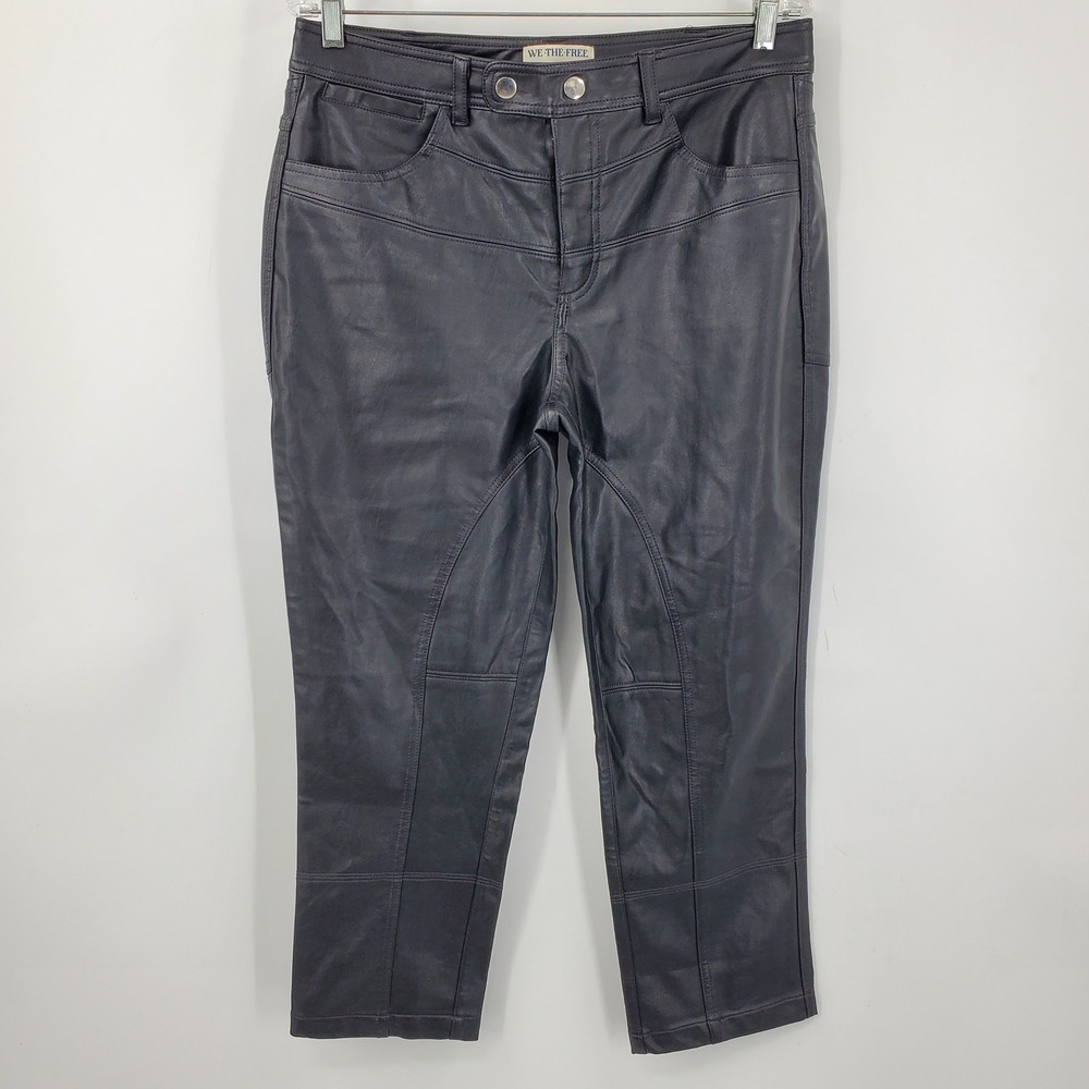 We The Free Faux Leather Paneled Moto Pants Black Size 10 Grunge Goth Industrial